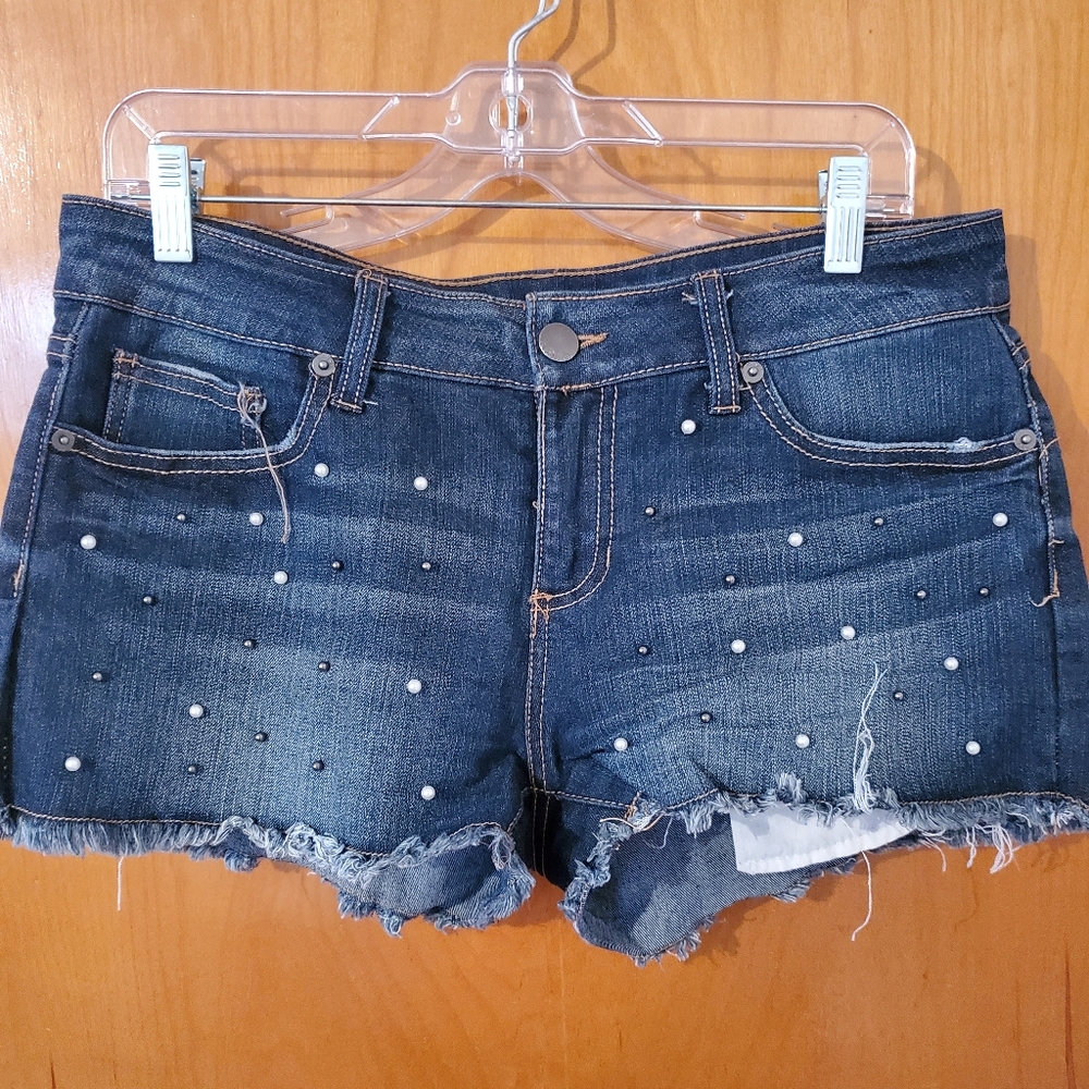 Sz 13 Embellished, Cut-Off Jean Shorts